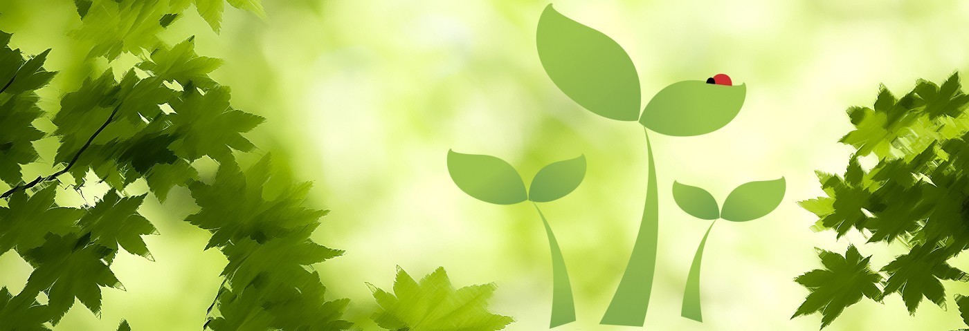 Decorative header of plants and leaves